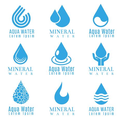 Blue Water Drop Logos Icons Vector Set By Microvector Thehungryjpeg