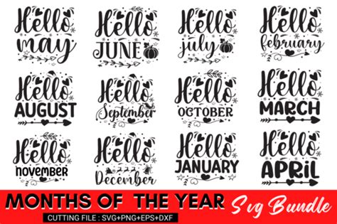 Months Of The Year Svg Bundle Graphic By Craftsvg · Creative Fabrica