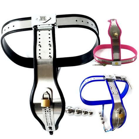 stainless steel female chastity belt with anal plug bondage restraints chastity devices sex