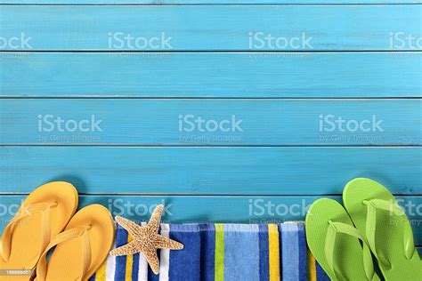 Beach Border With Blue Decking Stock Photo Download Image Now Above