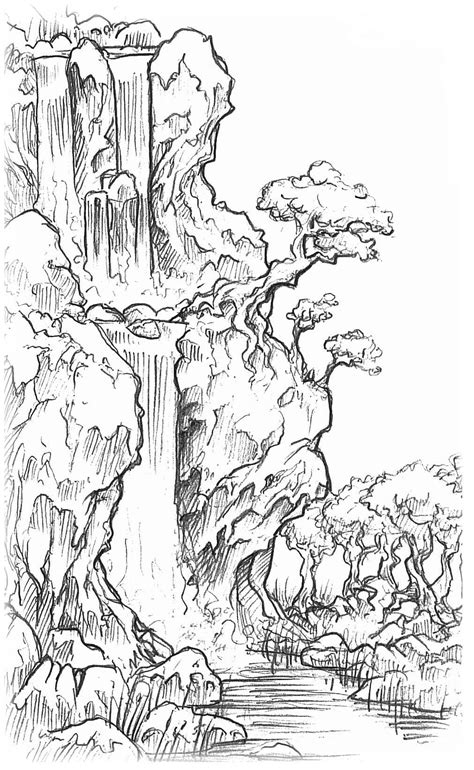 Waterfall Nature Coloring Pages Coloring Pages