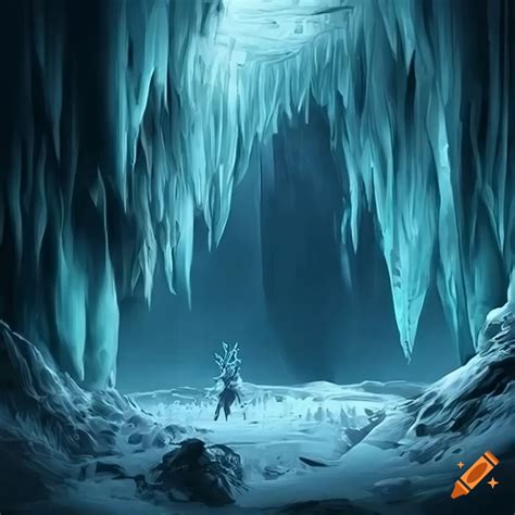 Digital Artwork Of A Beautiful Icy Cave Interior