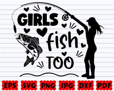 Girls Fish Too Svg Girls Fish Svg Girls Fishing Svg Girl Etsy