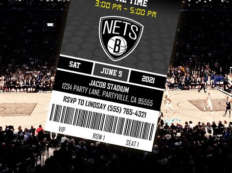 Brooklyn Nets Themed Ticket Invitation Nets Ticket Invite Etsy