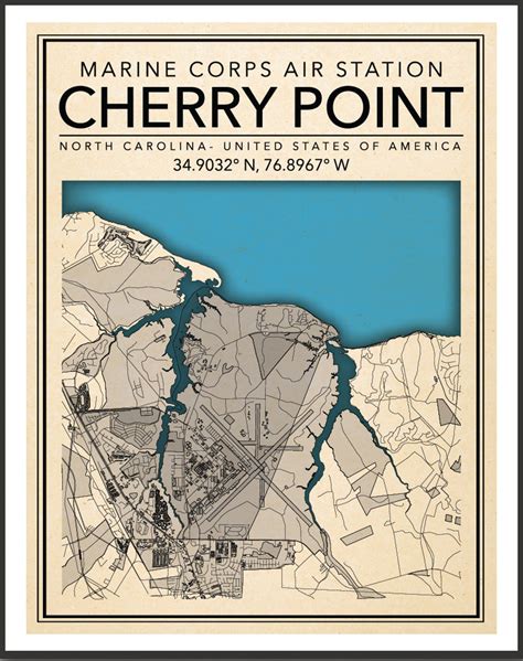 Wall Art Map Marine Corps Air Station Cherry Point Havelock Etsy