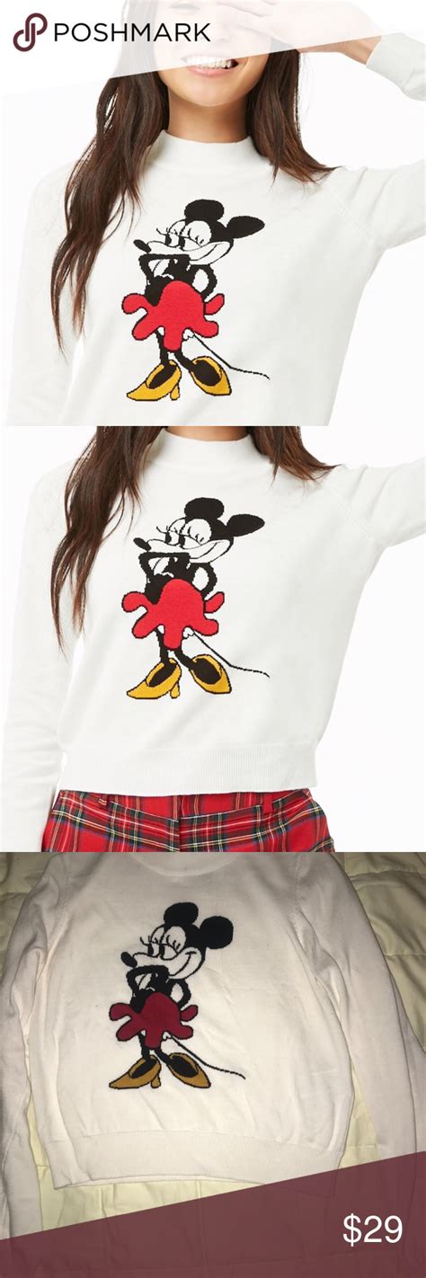 Forever 21 White Cropped Mickey Mouse Sweater Unworn F21 White Cropped