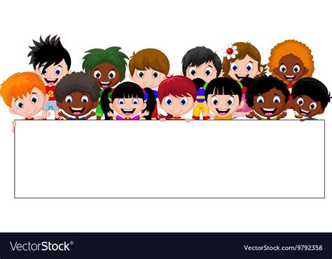 Cartoon Kids Holding A Sign Royalty Free Vector Image