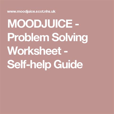Moodjuice Problem Solving Worksheet Self Help Guide Problem