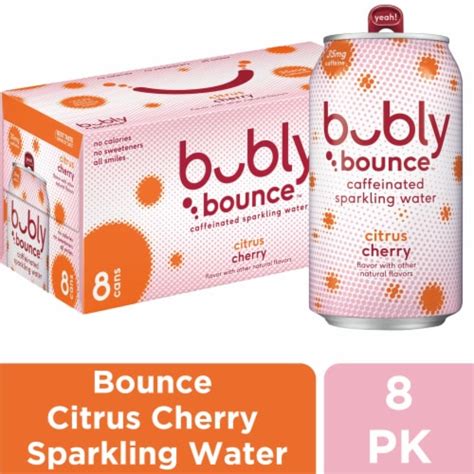 Bubly Bounce Citrus Cherry Caffeinated Sparkling Water 8 Cans 12 Fl