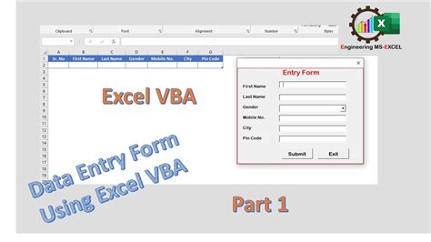 Data Entry Form Using Excel Vba Part1 Youtube