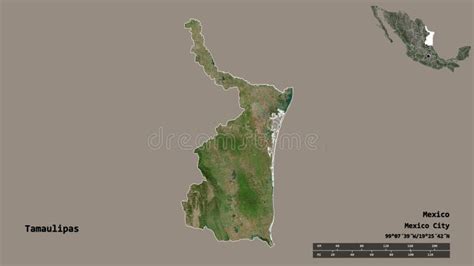 Tamaulipas State Of Mexico Zoomed Satellite Stock Illustration