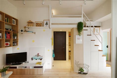 Redesigned Tiny Apartment with Loft Features a Brighter Open Space