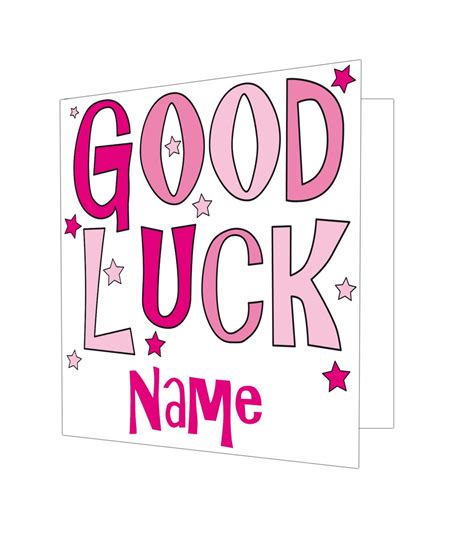 Personalised Good Luck Pink Stars Card Just For Ts