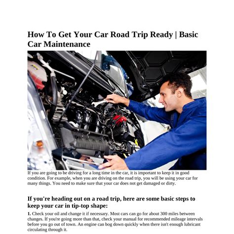 How To Get Your Car Road Trip Ready Basic Car Maintenancepdf Docdroid