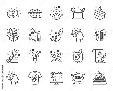 Creativity Line Icons Set Of Design Idea And Inspiration Linear Icons