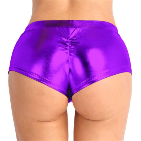 Women Metallic Leather Booty Shorts Zipper Wetlook Hot Pants Rave Dance Clubwear Ebay