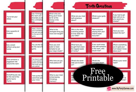 Free Printable Christmas Truth Or Dare Cards For Adults