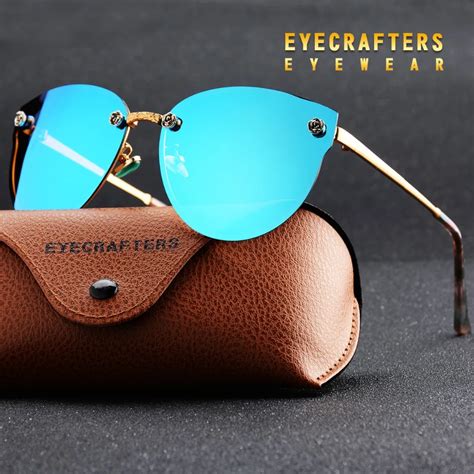 Eyecrafters Luxury Polarized Sunglasses Womens Fashion Sexy Cat Eye Mirror Reflective Sunglasses