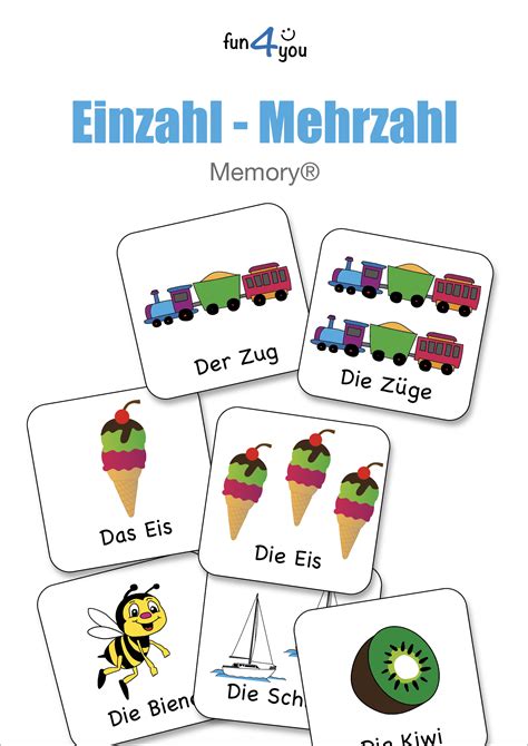 Ein Mehrzahl Memory® Unterrichtsmaterial In Den Fächern Dazdaf And Deutsch Mehrzahl Einzahl