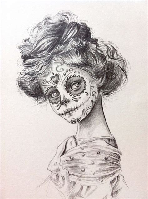 Day Of The Dead Sugar Skull Girl Original Drawing