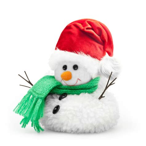 Snowman In Santa Claus Xmas Red Hat Stock Image Image Of Christmas