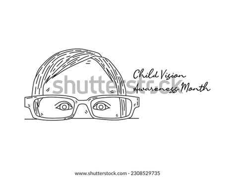 Line Art Child Vision Awareness Month Stock Vector Royalty Free