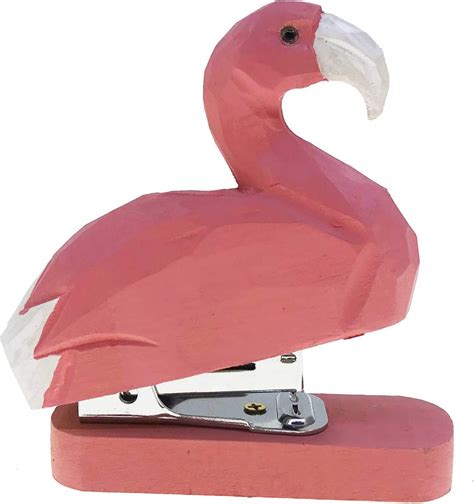 Flamingo Mini Animal Stapler Vivid Handmade Wood Carving Cartoon School