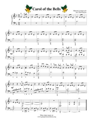 Hope it`s helpful and enjoy! Carol of the Bells - Kids Free Piano Sheet Music PDF