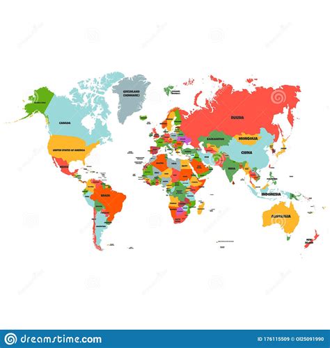 Colorful Hi Detailed Vector World Map Complete With All Countries Names