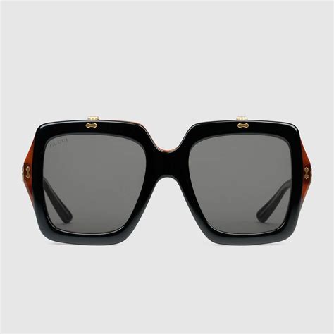 gucci oversize square frame acetate sunglasses black acetate gucci all flip up sunglasses
