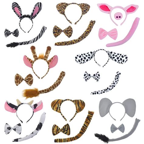 Toptie Animal Ears Headband Bow Tie Tail Zoo Jungle Safari Dress Up