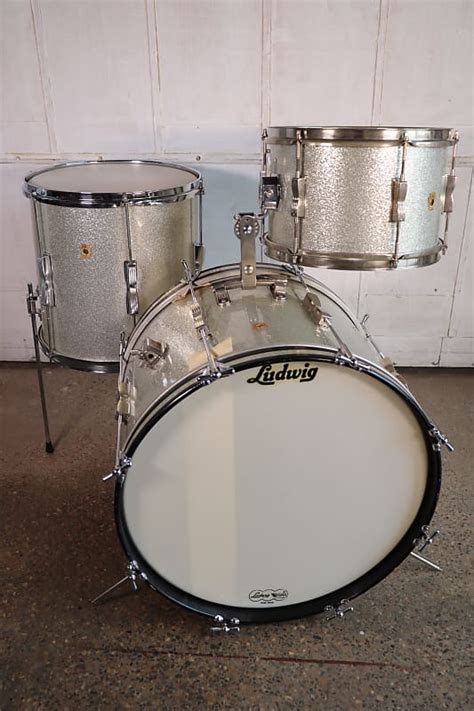 Ludwig Club Date 3pc Drum Kit Set Silver Sparkle Vintage Reverb
