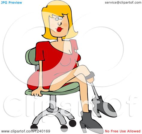 Clipart Of A Sitting Caucasian Woman With An Artificial Prosthetic Leg Royalty Free Vector