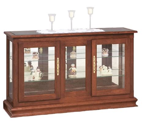Bowery hill hexagonal 4 shelf glass curio cabinet display case in black and chrome. Amish Large Console Curio Display Case