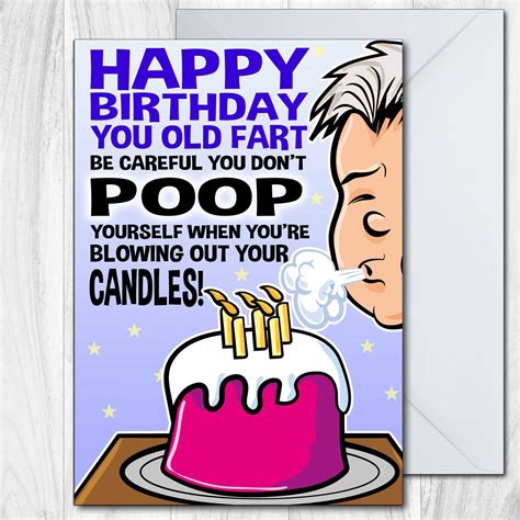 Funny Birthday Cards For Dad You Old Fart Rude Happy Birthday Card For