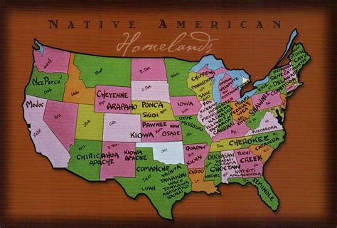Native American Homelands In The United States Indian Tribes State Map
