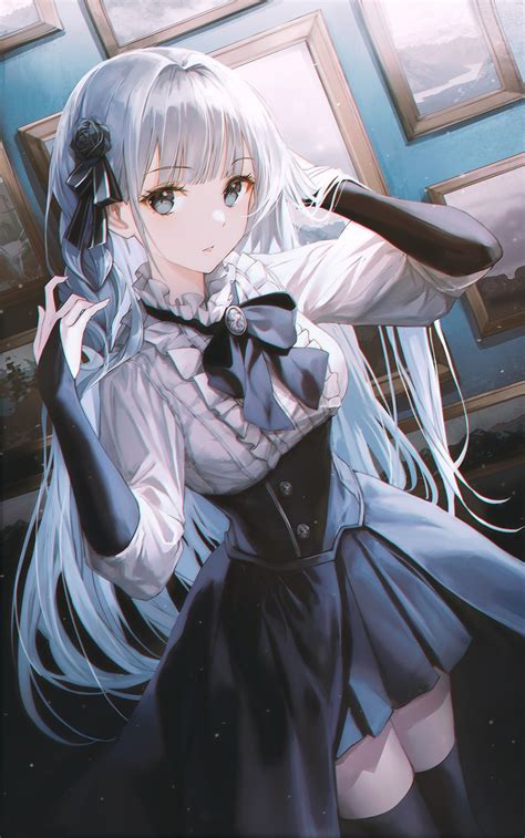 Black Anime Girl With White Hair