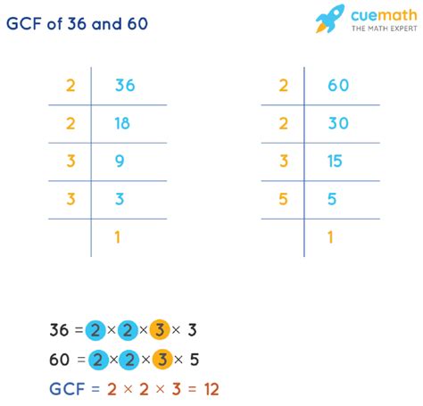 Gcf Of 36 And 60 How To Find Gcf Of 36 60