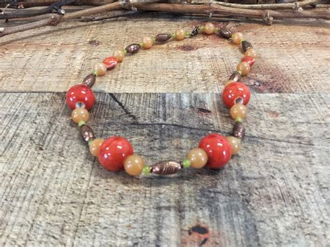 Ceramic Bead Necklace Autumn Jewelry Chunky Necklace Fall