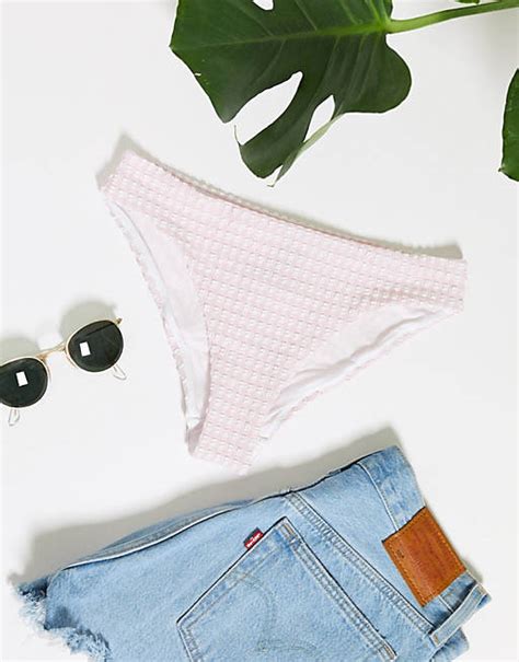 And Other Stories Gingham Low Rise Bikini Briefs In Pink And White Asos