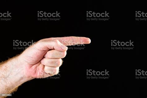 Hand Signs Left Hand Pointing To Right On Black Stock Photo Download