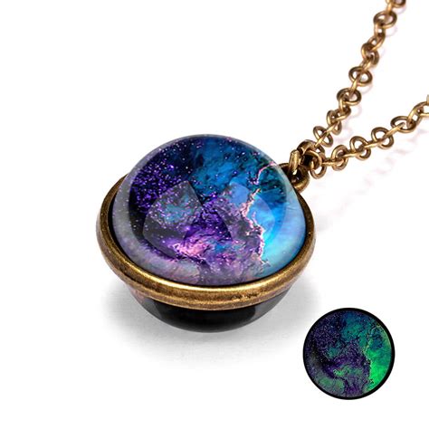HEQU Galaxy Pendant Necklace Nebula Outer Space Necklace Glass Universe