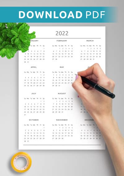 Download Printable Yearly Calendar Original Style Pdf