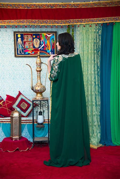 Dark Green Color Georgette Hand Beaded Muslim Wedding Dress Kaftan Kolkozy Fashion Private
