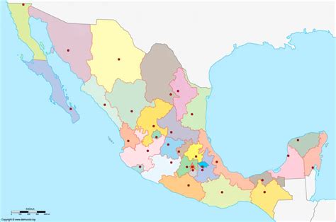 Mapa de México Estados Capitales y Ciudades División política
