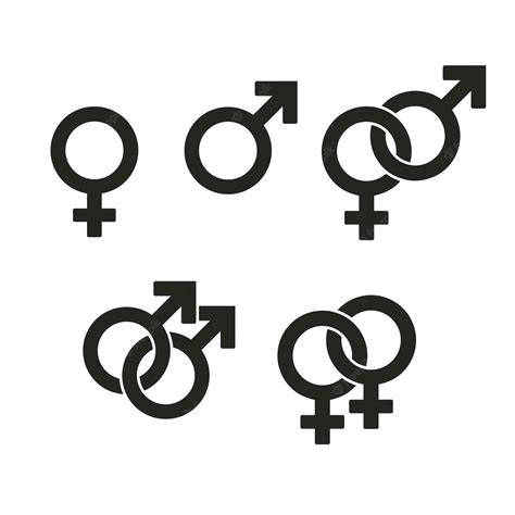 Iconos De Símbolos De Género Signos Entrelazados Enemigos Y Una Relación De Pareja Heterosexual