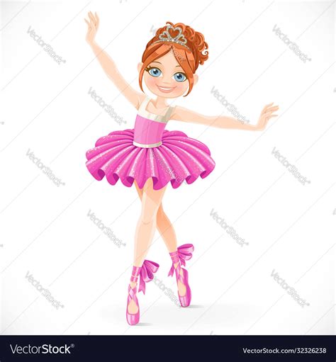 Cartoon Ballerina Girl In Blue Dress Dancing Vector Image
