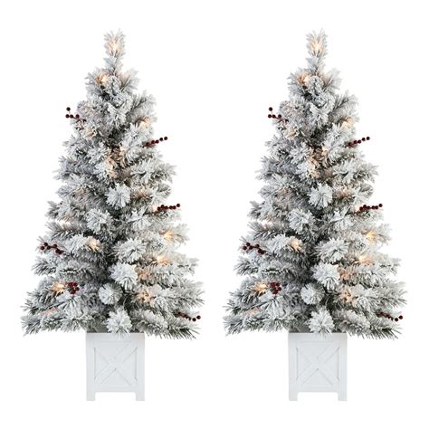 Holiday Time Clear Prelit Assorted Colors Flocked Pine Christmas Tree