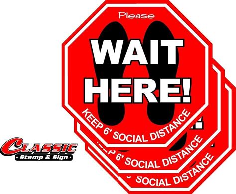 Classic Social Distance 6 Feet Apart Floor Sticker