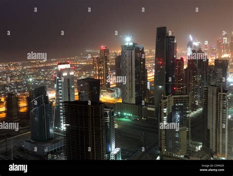 Downtown Dubai At Night United Arab Emirates Stock Photo Alamy